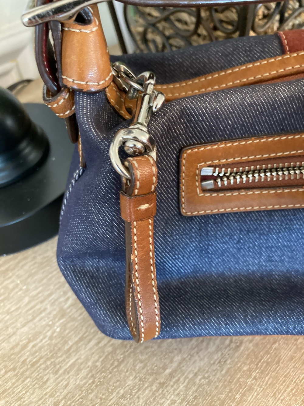 Coach Denim Mini Shoulder Bag with Stripe - Picture 7 of 7